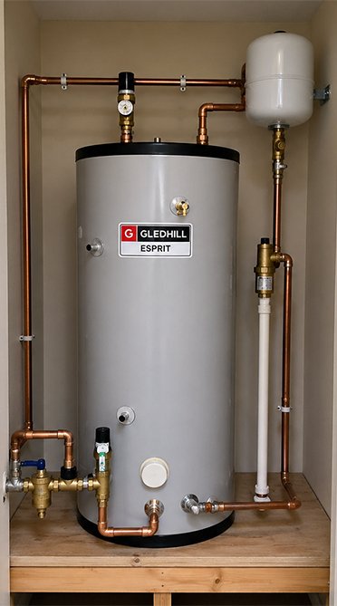 Unvented Cylinder in airing cupboard