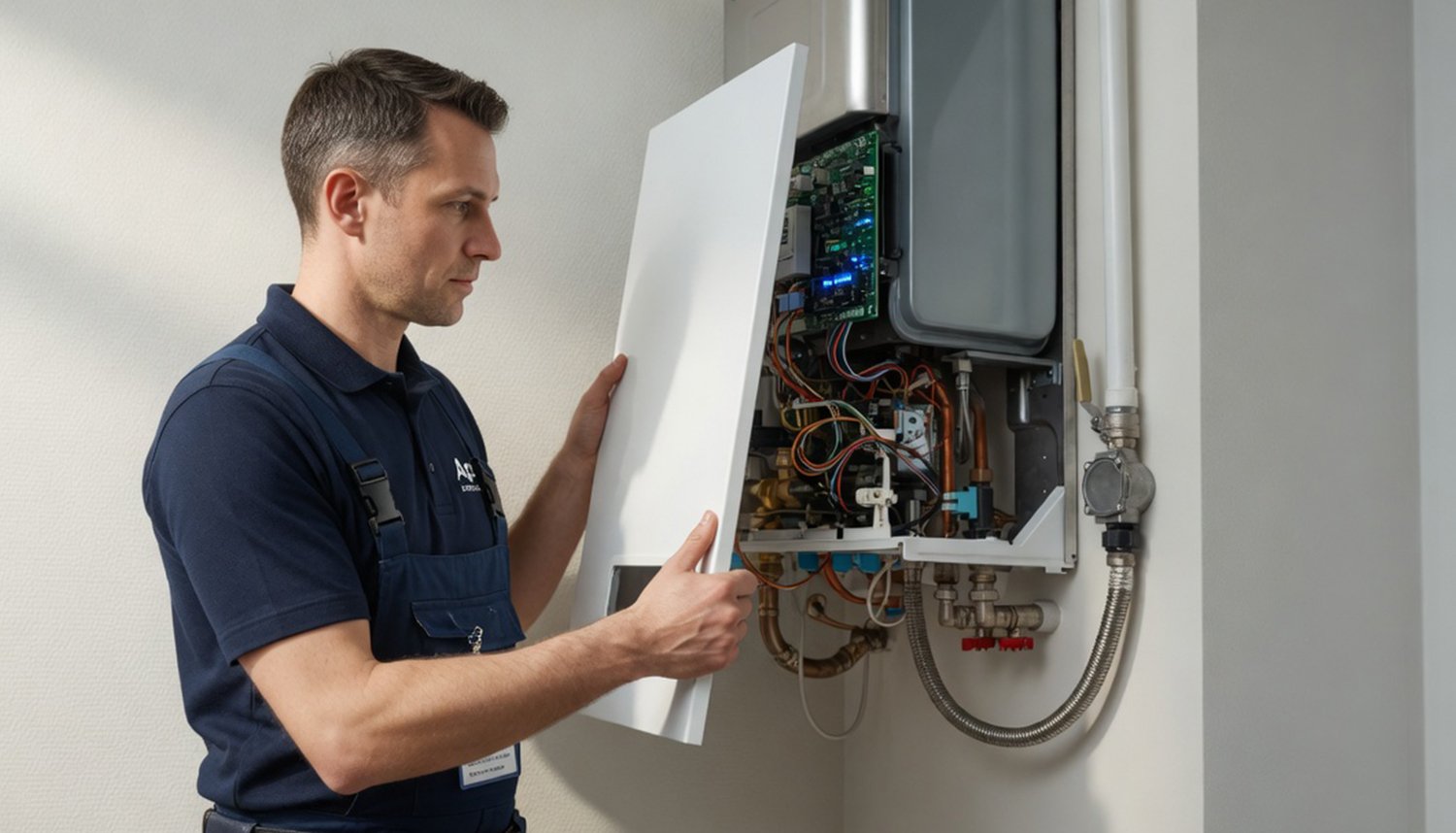 Gas Engineer Fixing Boiler Gas Engineer Fixing Boiler