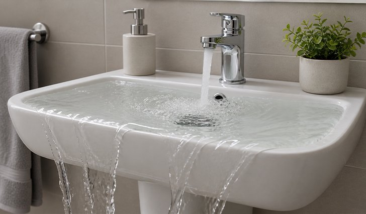 Overflowing Basin in a Bathroom