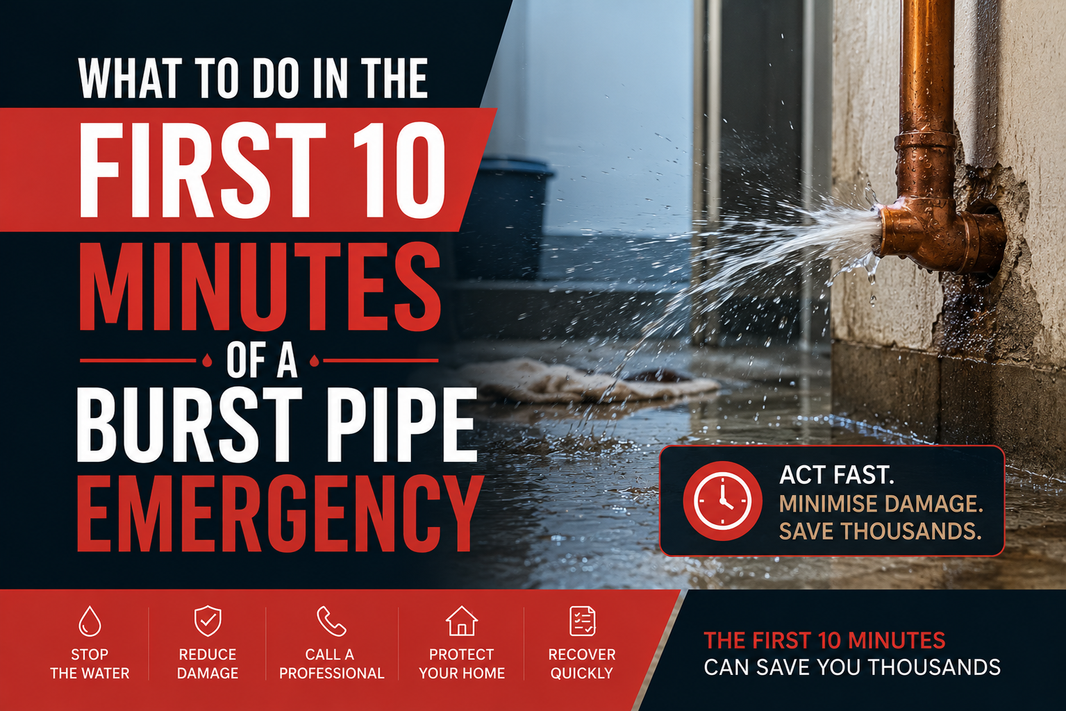What to Do in the First 10 Minutes of a Burst Pipe Emergency